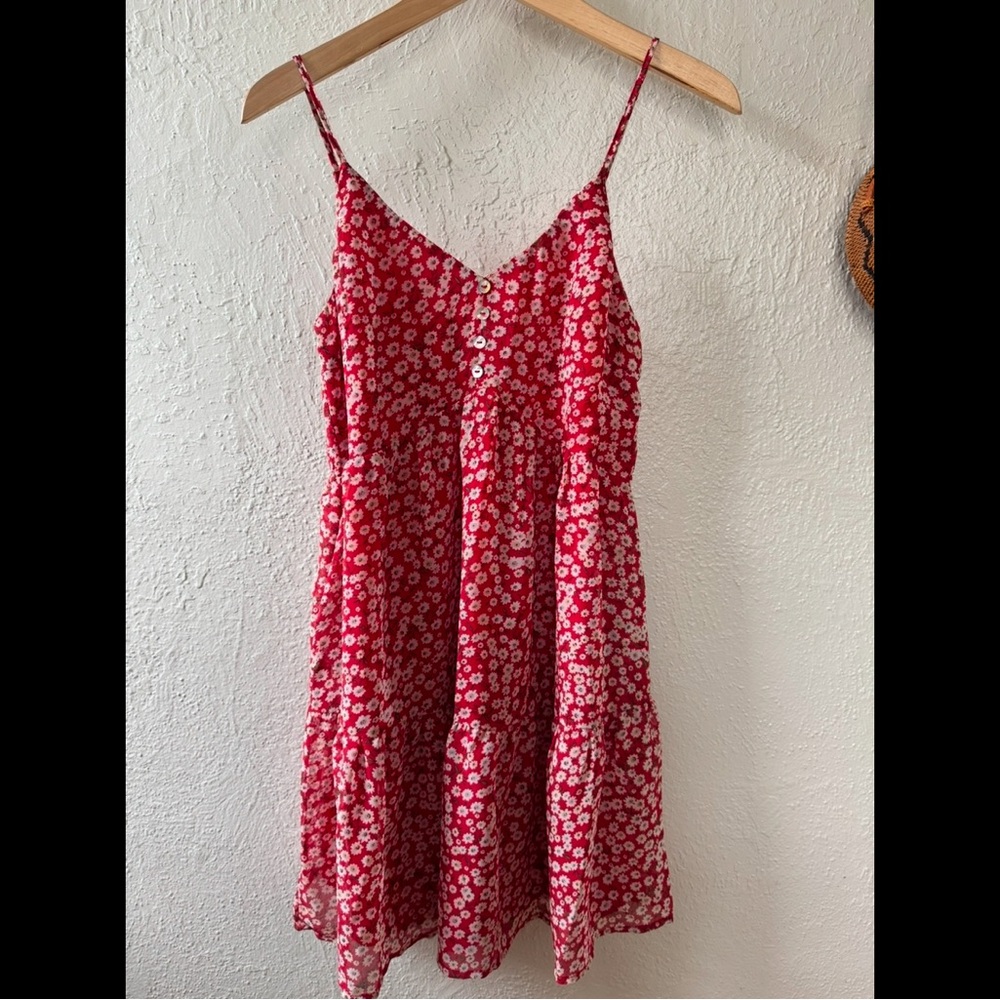 Red Floral Spaghetti Strap Dress